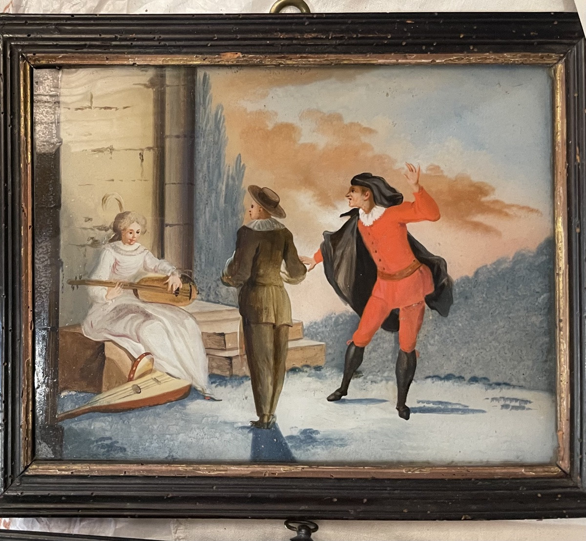 Reverse Glass Paintings With Gallant And Musical Scenes In The Taste Of Pietro Longhi Venice.-photo-1
