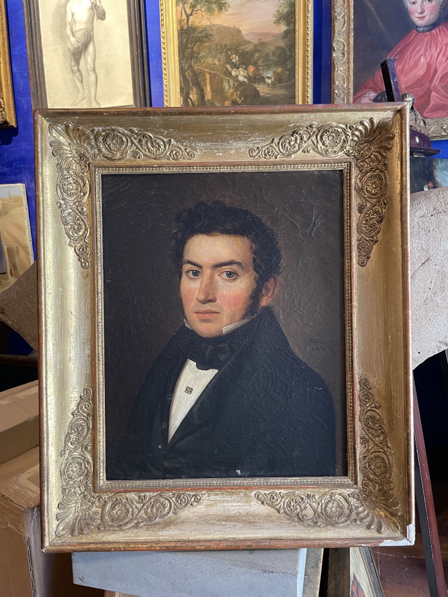 Portrait Of A Gentleman By Jean Jacques Marie Castin, Signed And Dated 1838-photo-4