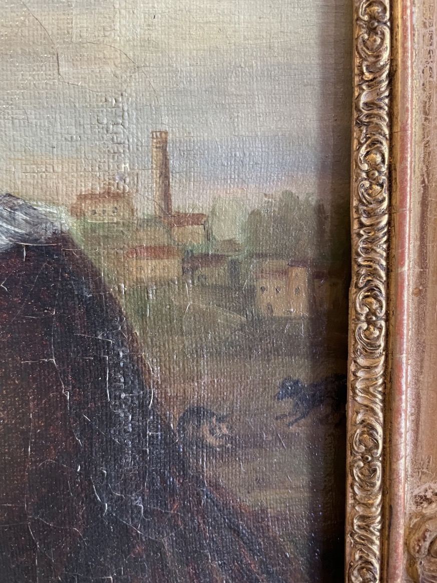 A Signed And Dated Portrait Of A Woman By Castin, 1838, Featuring A Scene With A Dog And A Cat.-photo-1