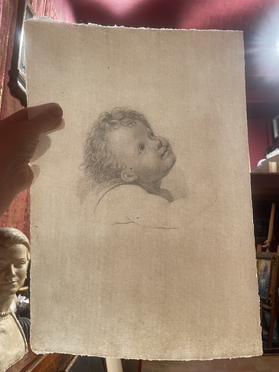 The Head Of A Little Angel, Academic Study, Florentine School, Late 18th – Early 19th Century  -photo-2