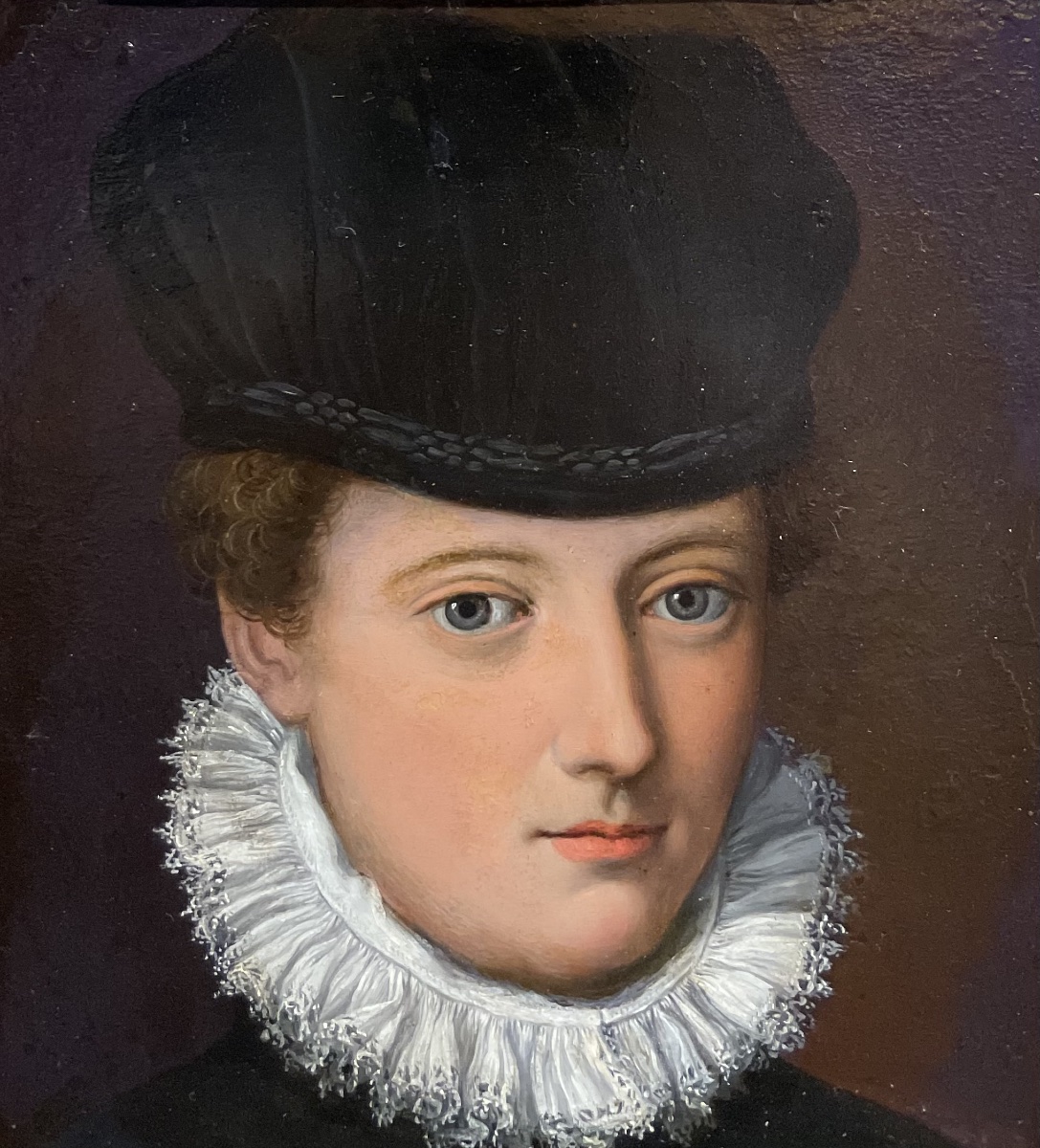 Portrait de dame au chapeau de velours noir. Atelier d’Alessandro Allori. XVIe siècle.-photo-3