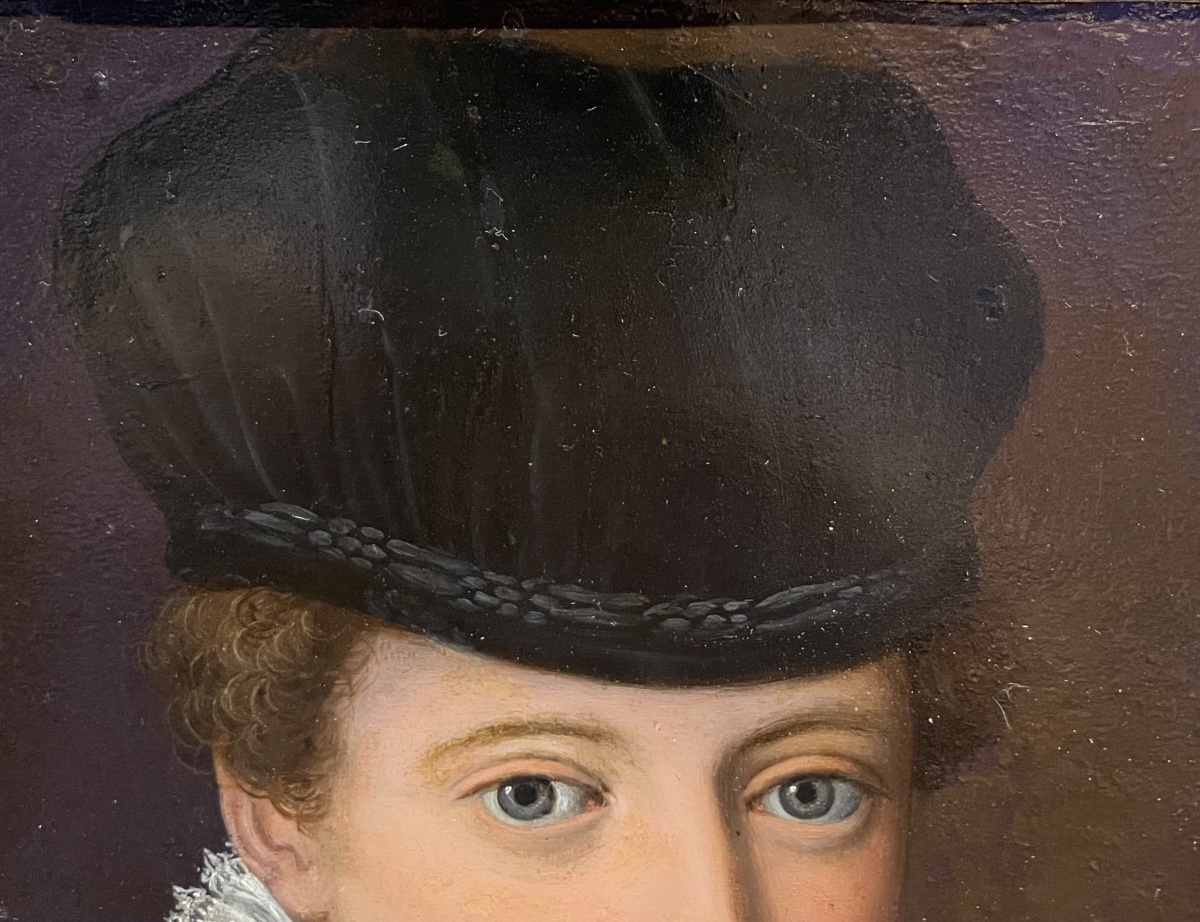 Portrait de dame au chapeau de velours noir. Atelier d’Alessandro Allori. XVIe siècle.-photo-7