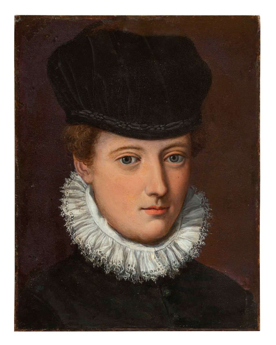 Portrait de dame au chapeau de velours noir. Atelier d’Alessandro Allori. XVIe siècle.