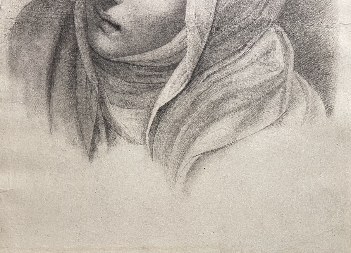 Étude académique de tête de religieuse, école florentine, fin XVIIIe - début XIXe siècle -photo-4