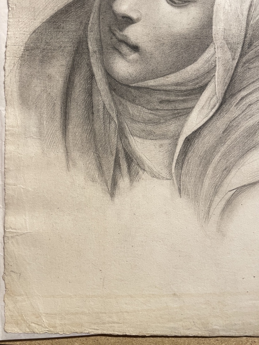 Étude académique de tête de religieuse, école florentine, fin XVIIIe - début XIXe siècle -photo-5