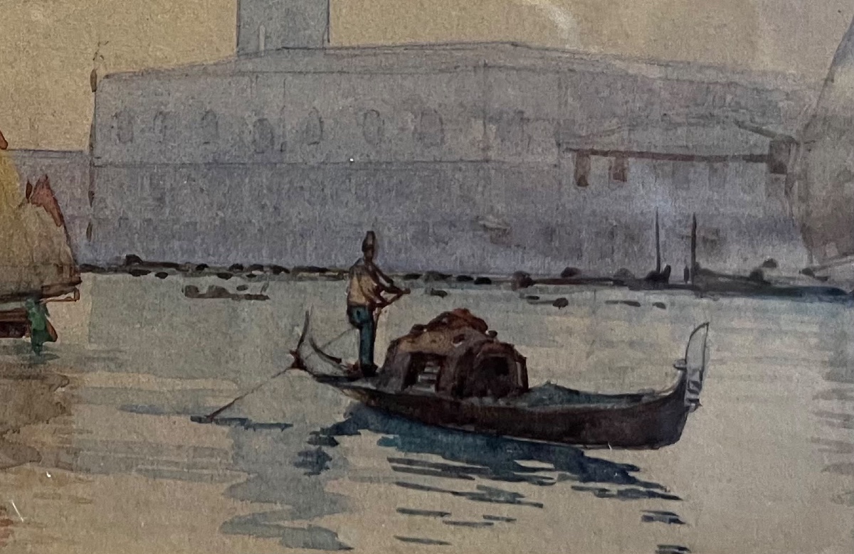 Gino Scalatelli (1876-1943?) View Of Venice From The Giudecca With Bragozzi Under Lug Sails -photo-2