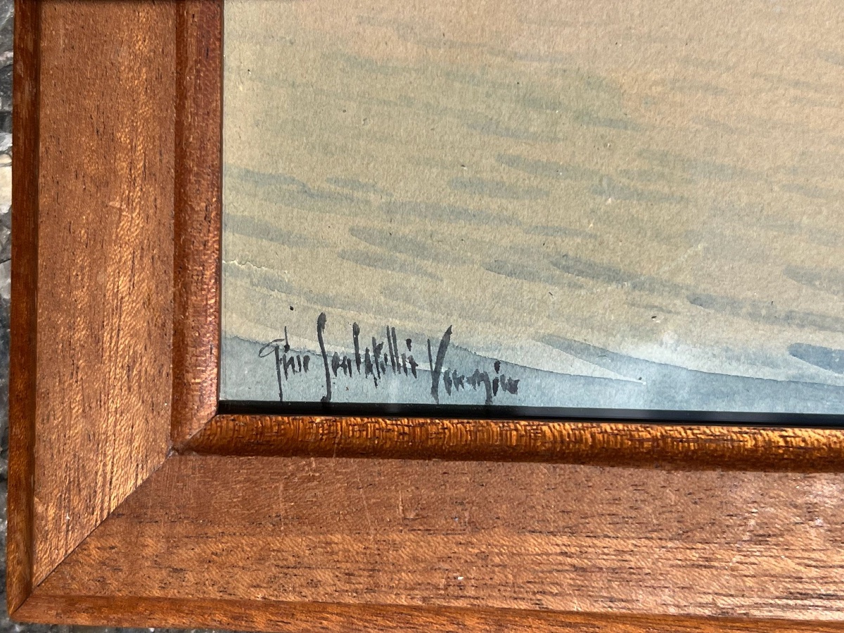 Gino Scalatelli (1876-1943?) View Of Venice From The Giudecca With Bragozzi Under Lug Sails -photo-2
