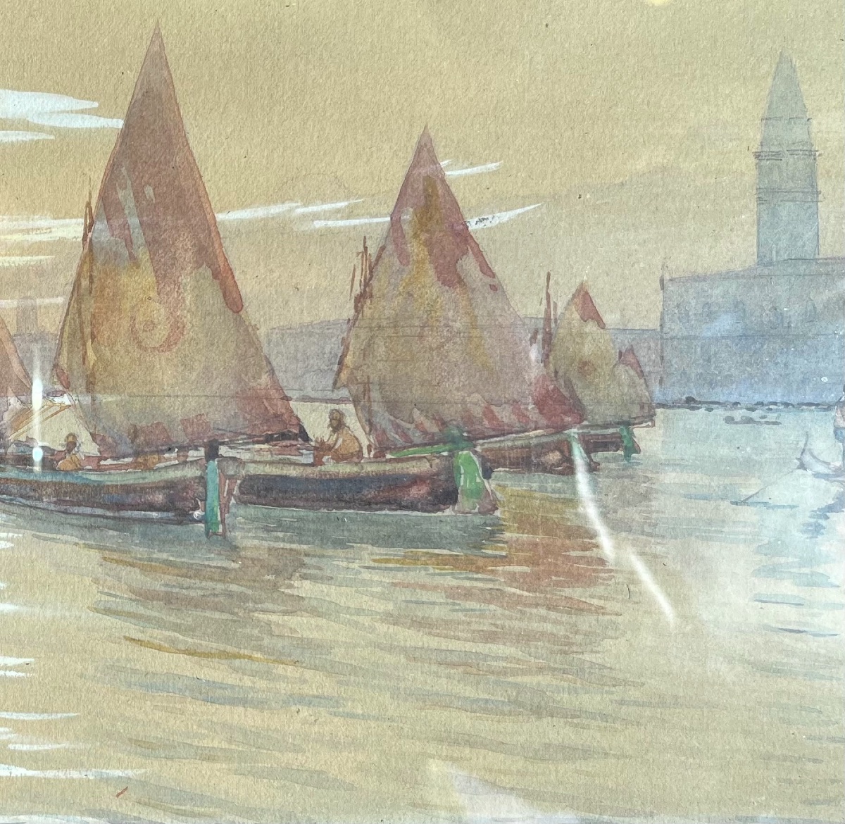 Gino Scalatelli (1876-1943?) View Of Venice From The Giudecca With Bragozzi Under Lug Sails -photo-4