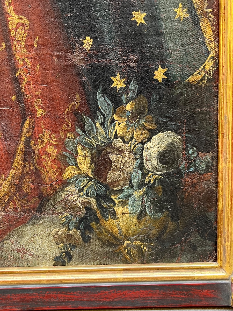 Madonna de l’Apocalypse aux ex-voto en forme de cœur. Vice-royaume du Pérou, art colonial-photo-2