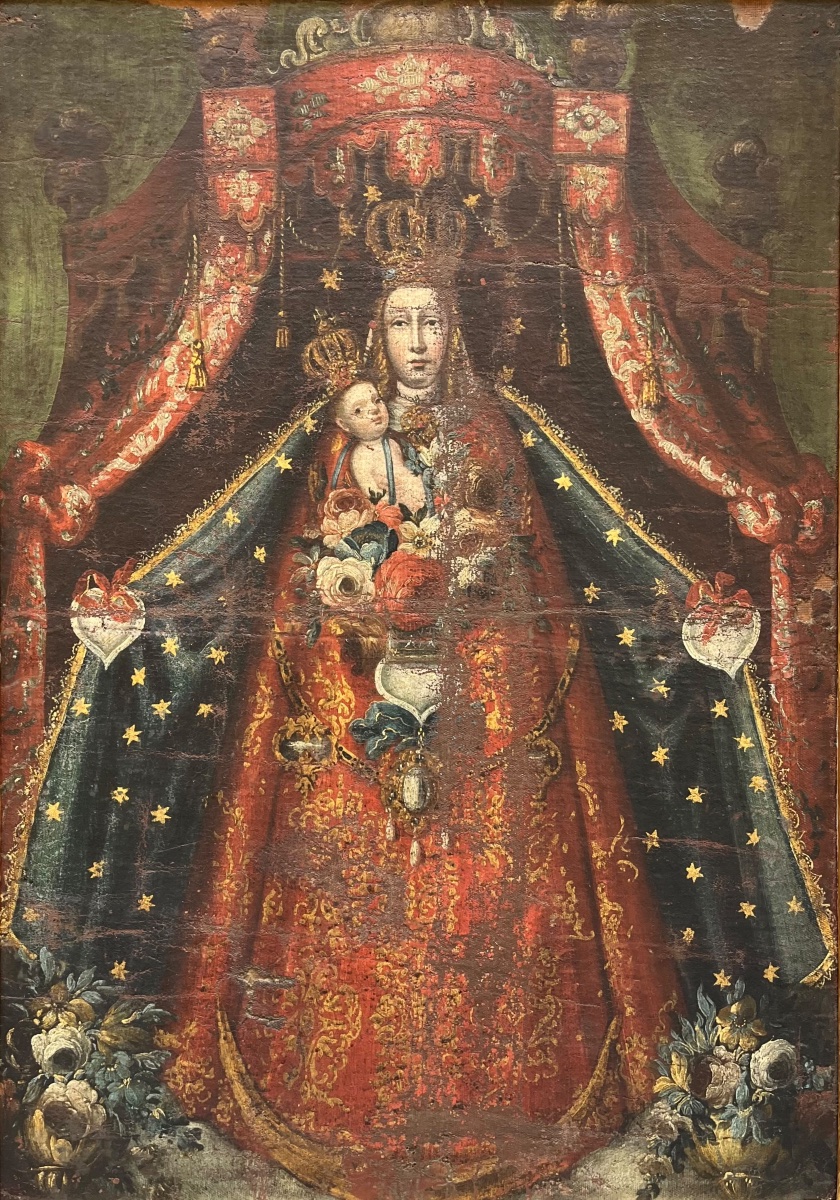 Madonna de l’Apocalypse aux ex-voto en forme de cœur. Vice-royaume du Pérou, art colonial