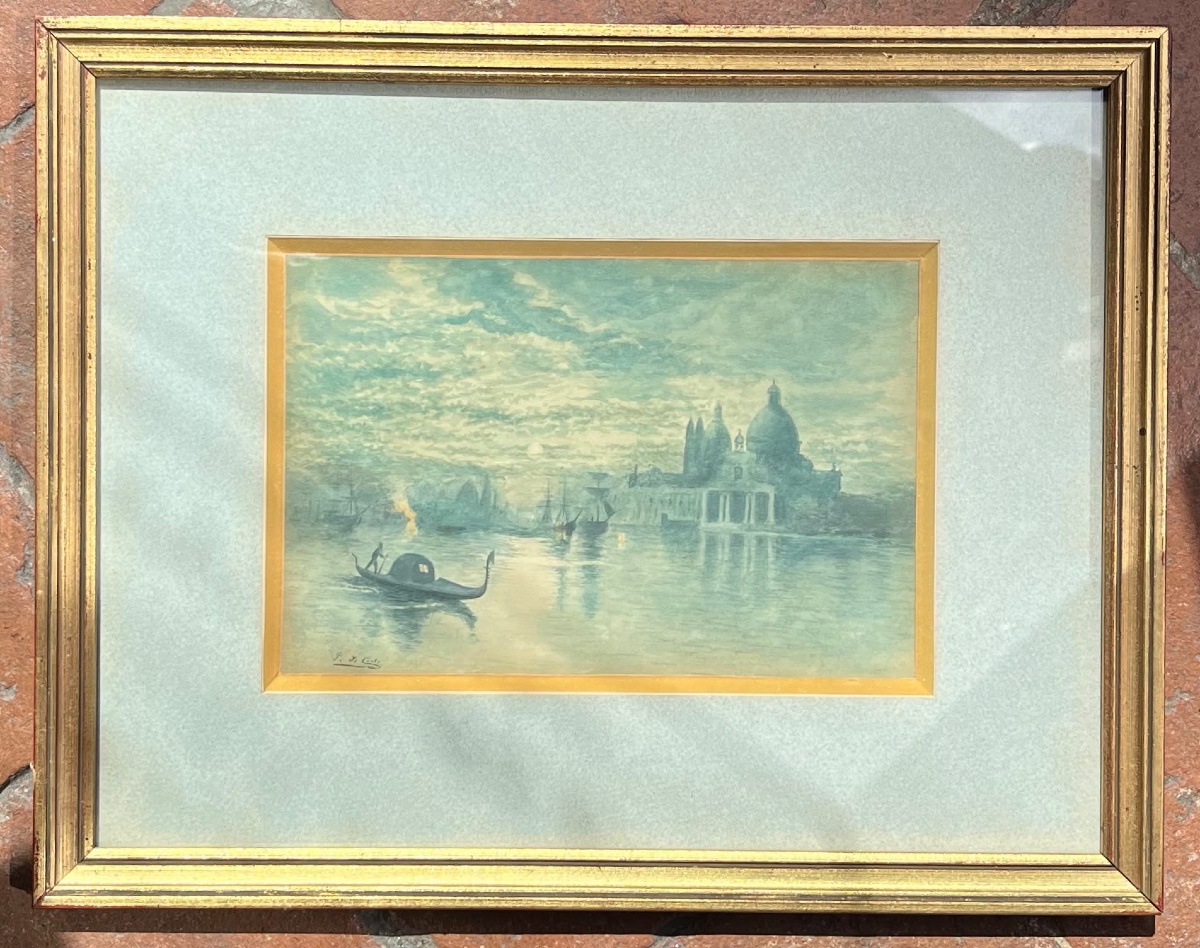 Venice, View Of The Lagoon With Santa Maria Della Salute And Sailing Ships, Pierre Leconte (1894–1946)-photo-3