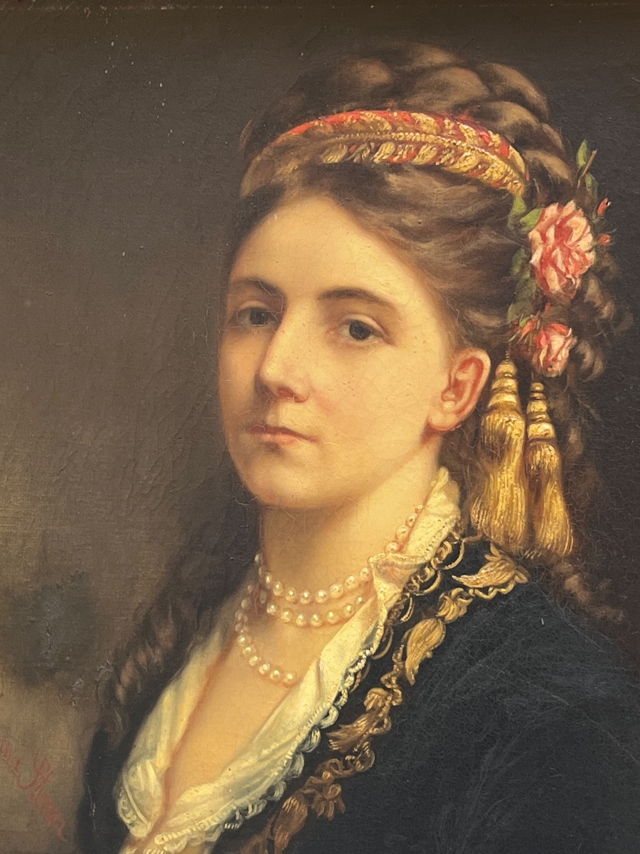 Portrait de jeune femme en costume balkanique d’influence ottomane, signé Emma Sterrer, ca 1880-photo-6