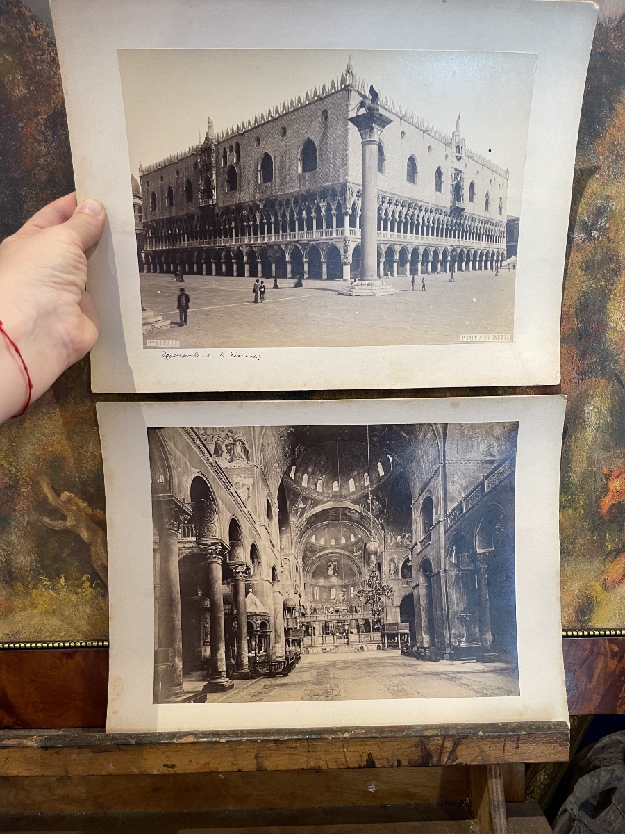Venice, Doge’s Palace — Albumen Photograph By P. Salviati, Piazzetta San Marco, C. 1880-photo-4