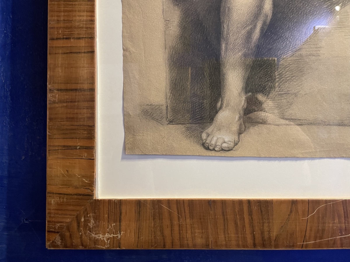 Dessin académique de nu, étude du Spinario, école florentine, vers 1800-photo-6