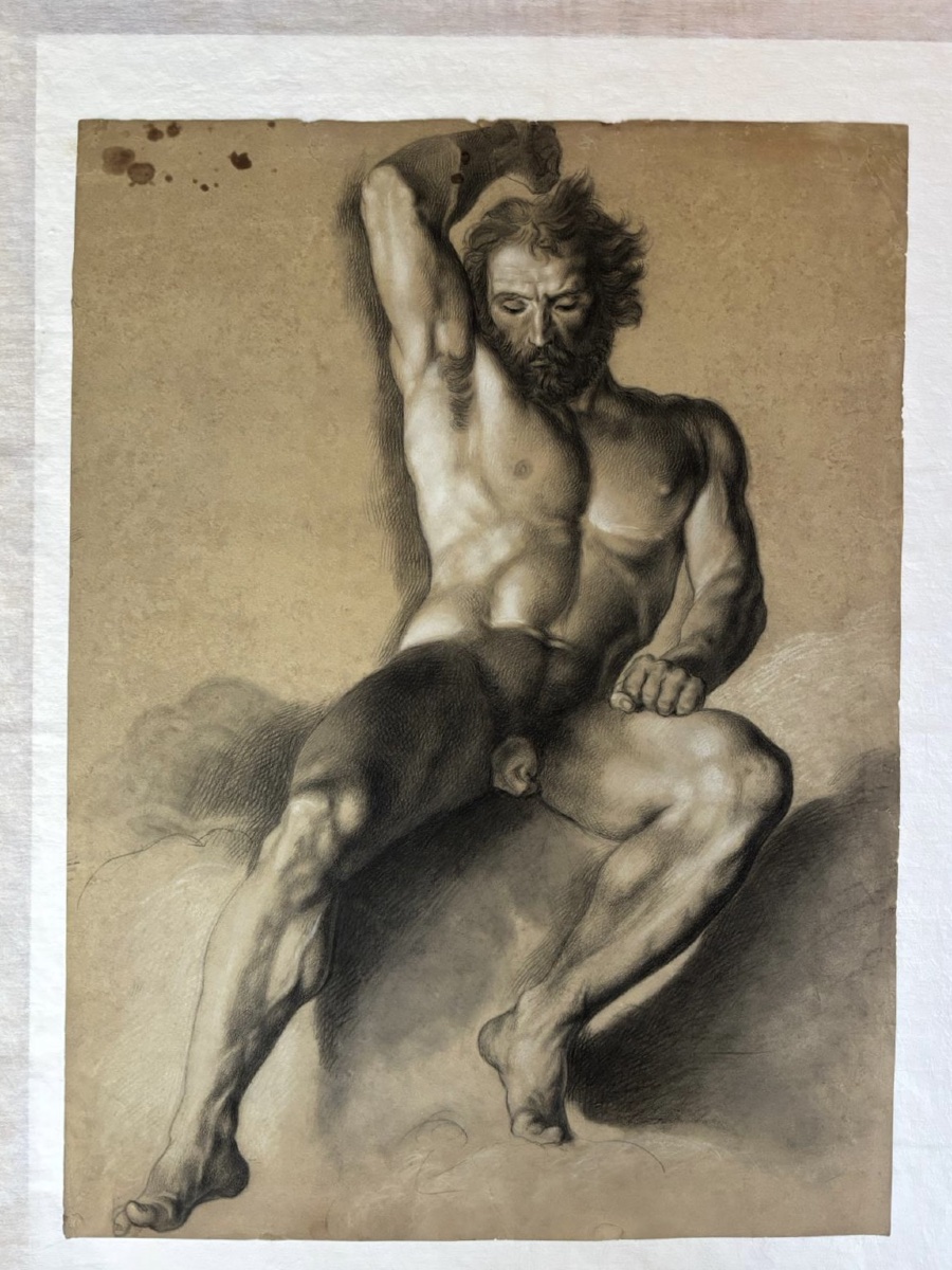 Étude académique de nu masculin, école florentine, vers 1800-photo-2
