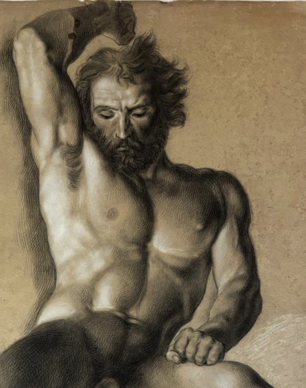 Étude académique de nu masculin, école florentine, vers 1800-photo-4