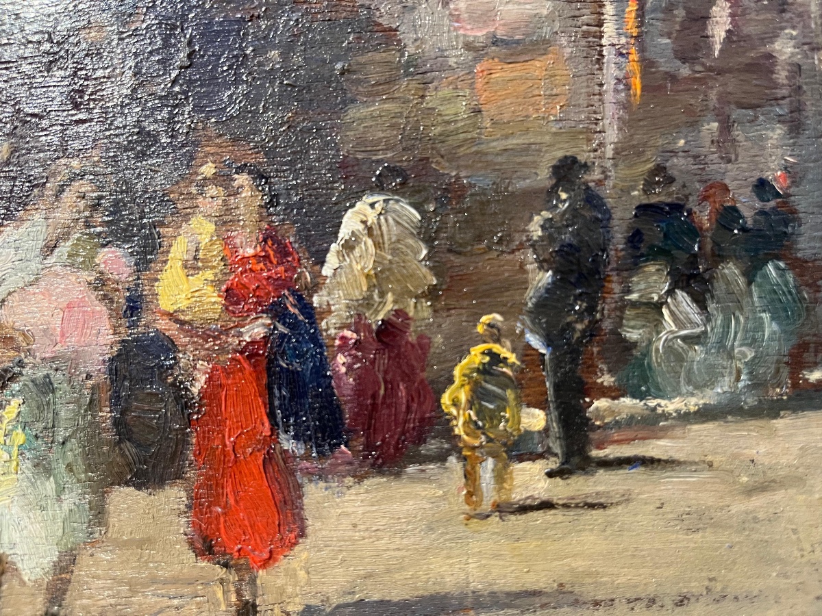 Petite vue de Venise avec marché près d’une église, Erma Zago (1880-1942)-photo-7