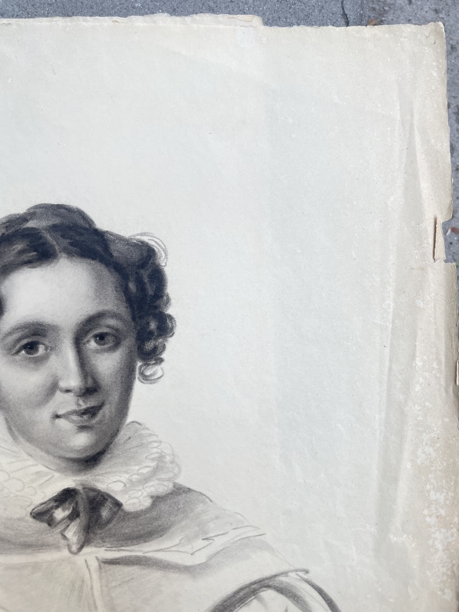 Portrait féminin au col à double volant, école italienne, vers 1830-1840 -photo-2