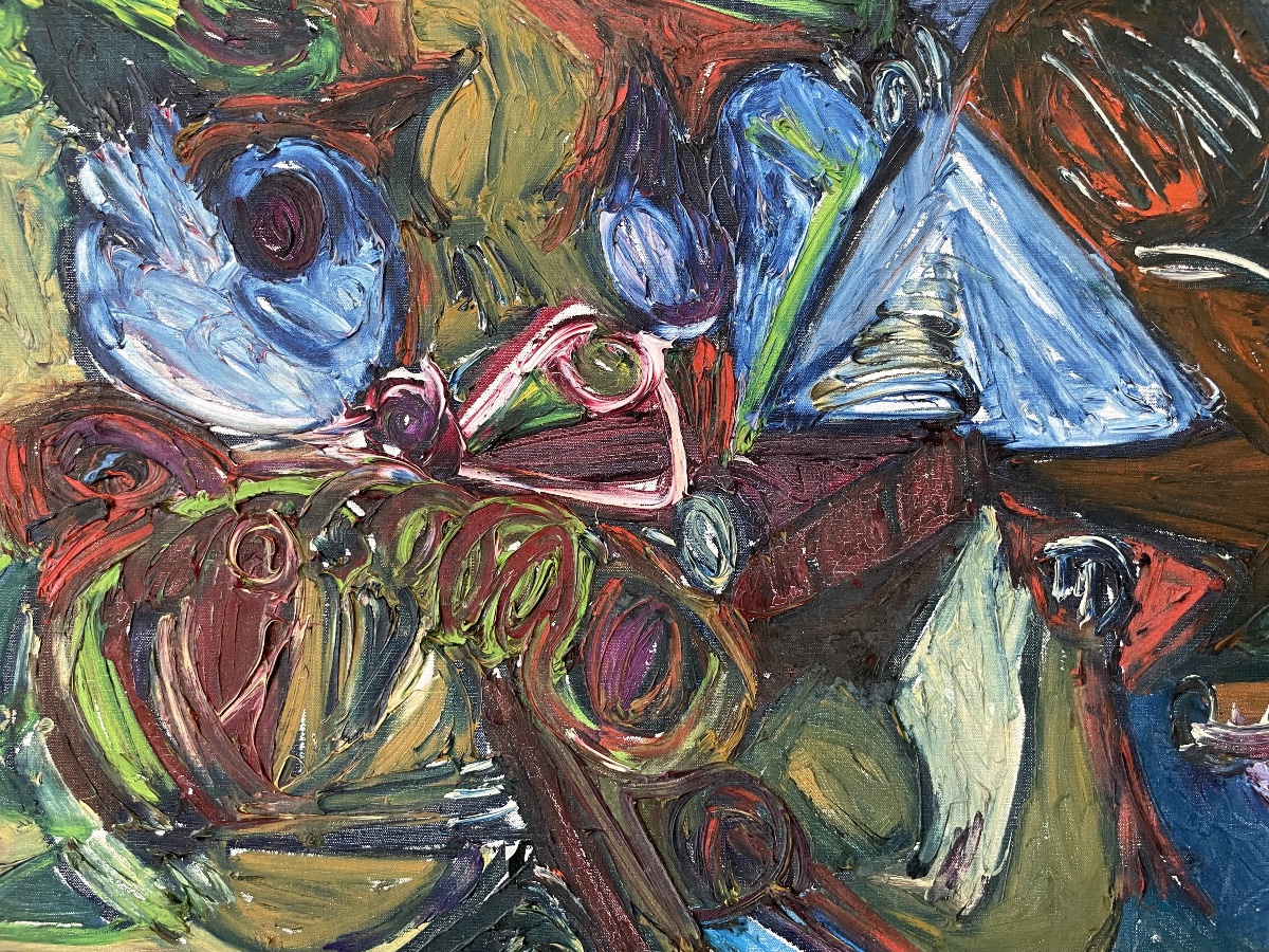 Patrick Boudon (1944-2019), Composition abstraite à figure émergente, École de Paris, 1963 -photo-2