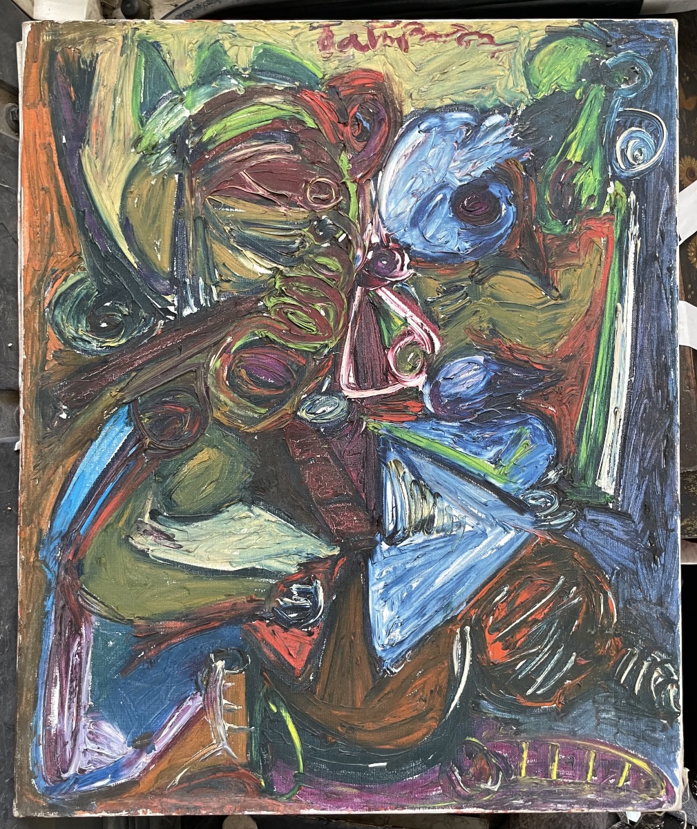 Patrick Boudon (1944-2019), Composition abstraite à figure émergente, École de Paris, 1963 -photo-3