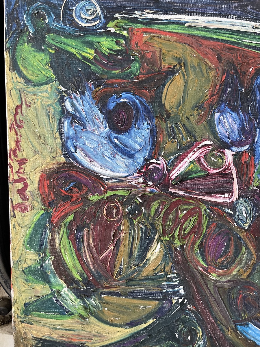 Patrick Boudon (1944-2019), Composition abstraite à figure émergente, École de Paris, 1963 -photo-4