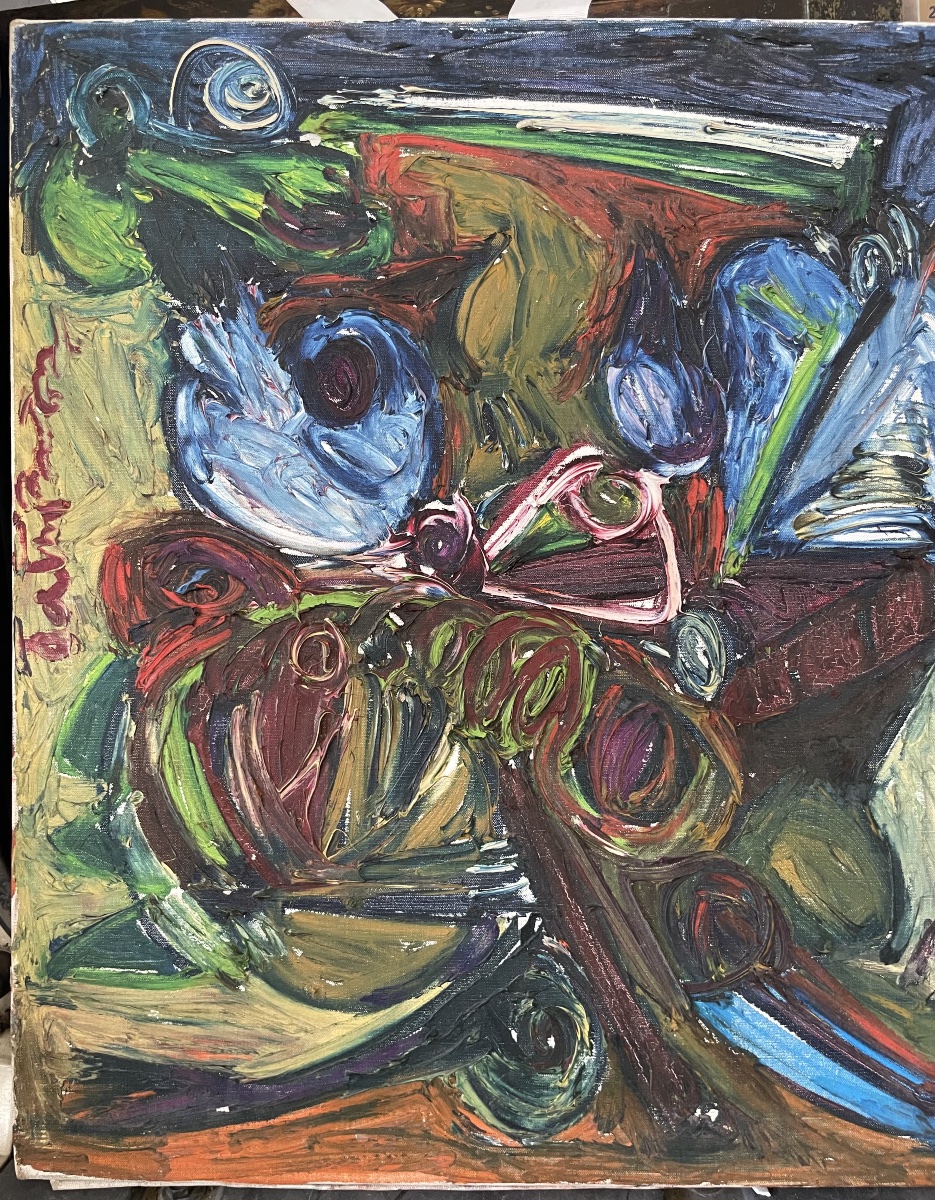 Patrick Boudon (1944-2019), Composition abstraite à figure émergente, École de Paris, 1963 -photo-3