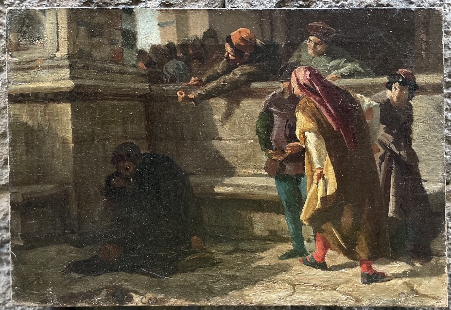 Tancrède Raffaello (1837–v. 1916), esquisse pour un épisode médiéval inspiré de Dante. Ca.1868 