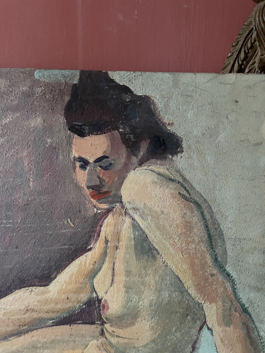 Étude de figure féminine : nu de femme au rouge à lèvres, années 1930-1940  -photo-2