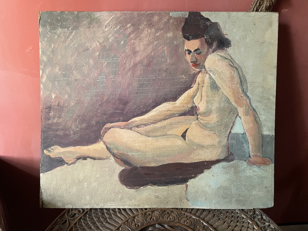 Étude de figure féminine : nu de femme au rouge à lèvres, années 1930-1940  -photo-2