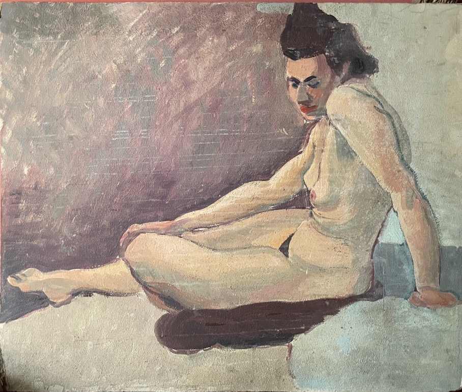 Étude de figure féminine : nu de femme au rouge à lèvres, années 1930-1940  