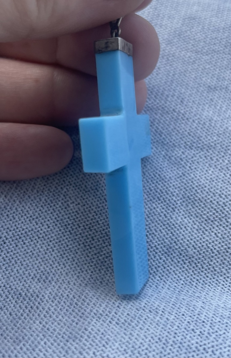 Micromosaic Cross On Blue Glass Paste Depicting Monuments Of Ancient Rome, Mid-19th Century  -photo-4