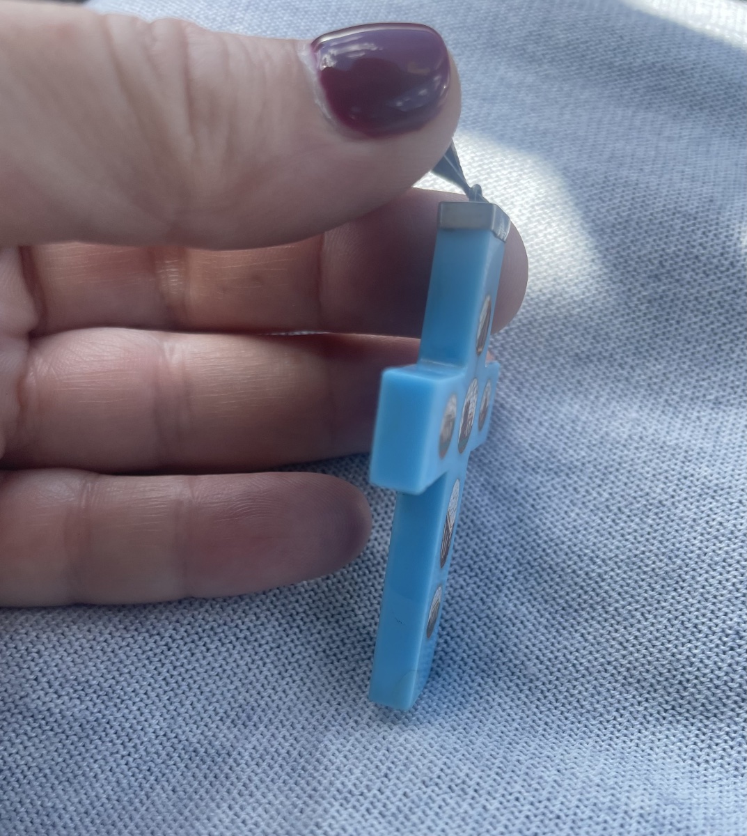 Micromosaic Cross On Blue Glass Paste Depicting Monuments Of Ancient Rome, Mid-19th Century  -photo-5