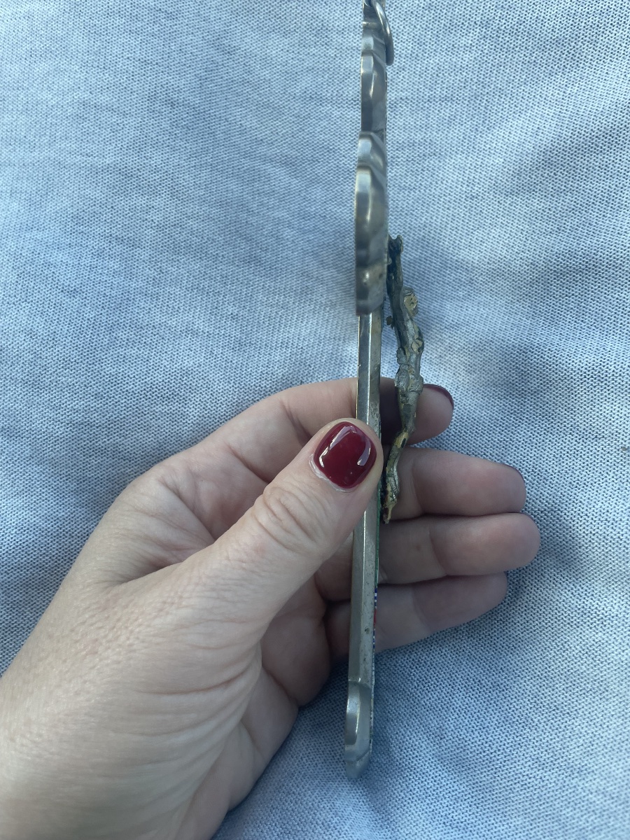 Croix en micromosaïque avec églises de Rome, XIXe siècle, 19 × 10 cm-photo-3