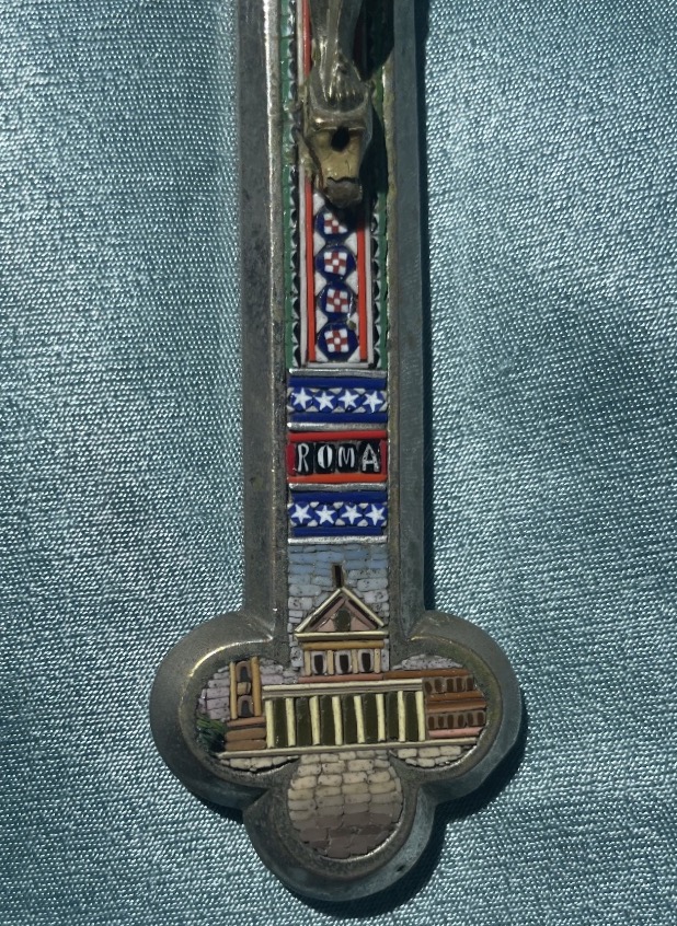 Croix en micromosaïque avec églises de Rome, XIXe siècle, 19 × 10 cm-photo-5