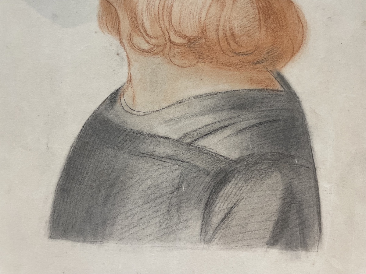 Étude académique d’après un portrait de la Renaissance italienne, vers 1870-photo-3