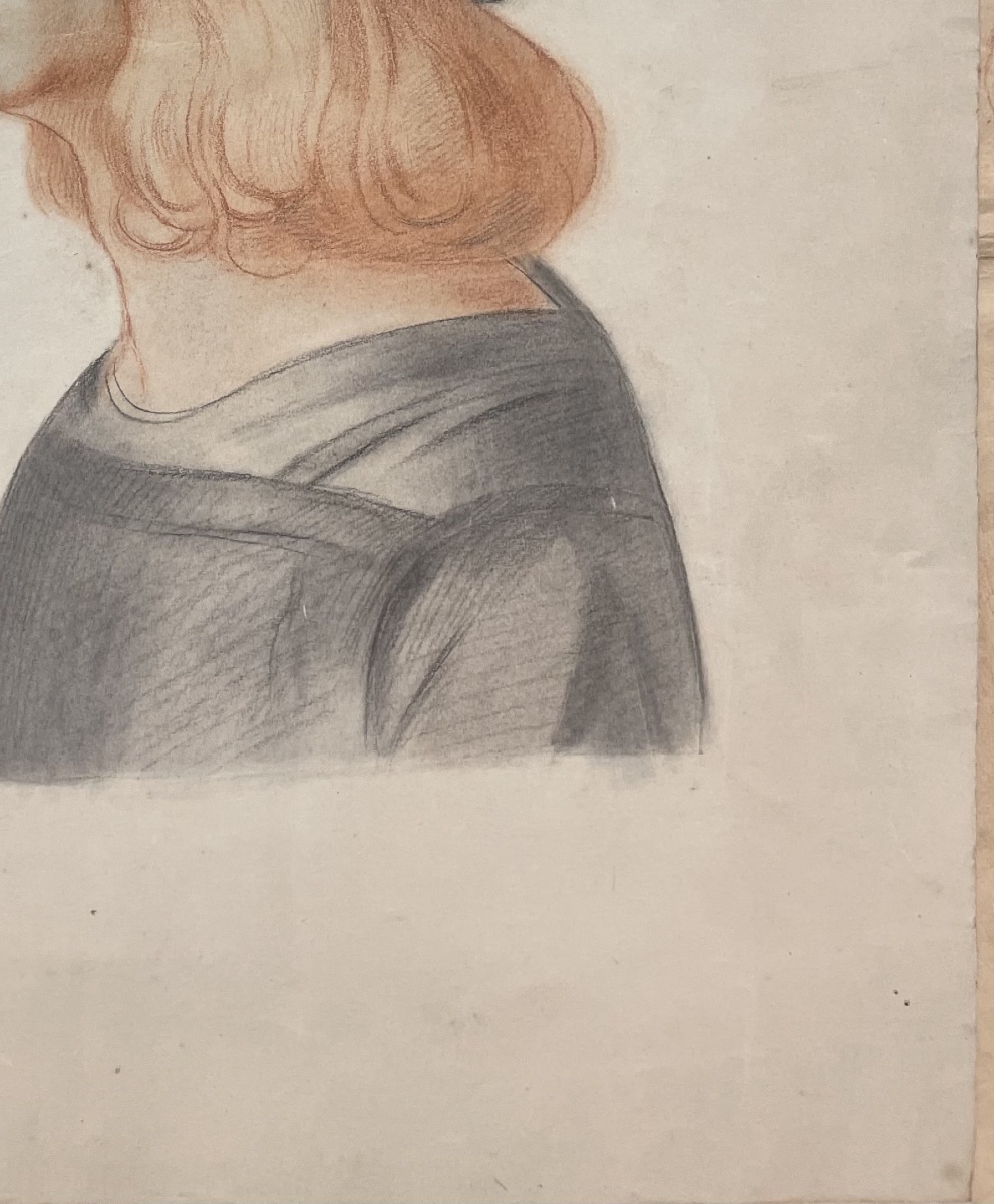 Étude académique d’après un portrait de la Renaissance italienne, vers 1870-photo-4