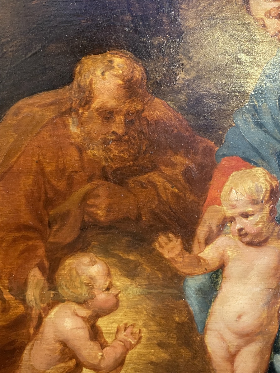 Sainte Famille avec saint Jean-Baptiste dans un paysage boisé – École flamande, Bruxelles-photo-5