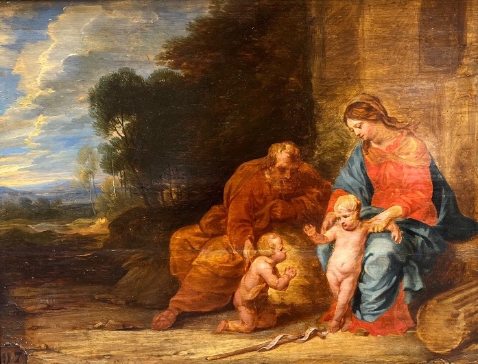 Sainte Famille avec saint Jean-Baptiste dans un paysage boisé – École flamande, Bruxelles-photo-7