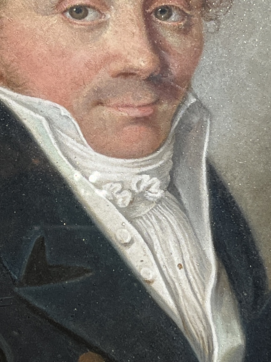 Portrait d’homme au pastel, époque Empire-Restauration, format ovale, école française XIXe s-photo-3