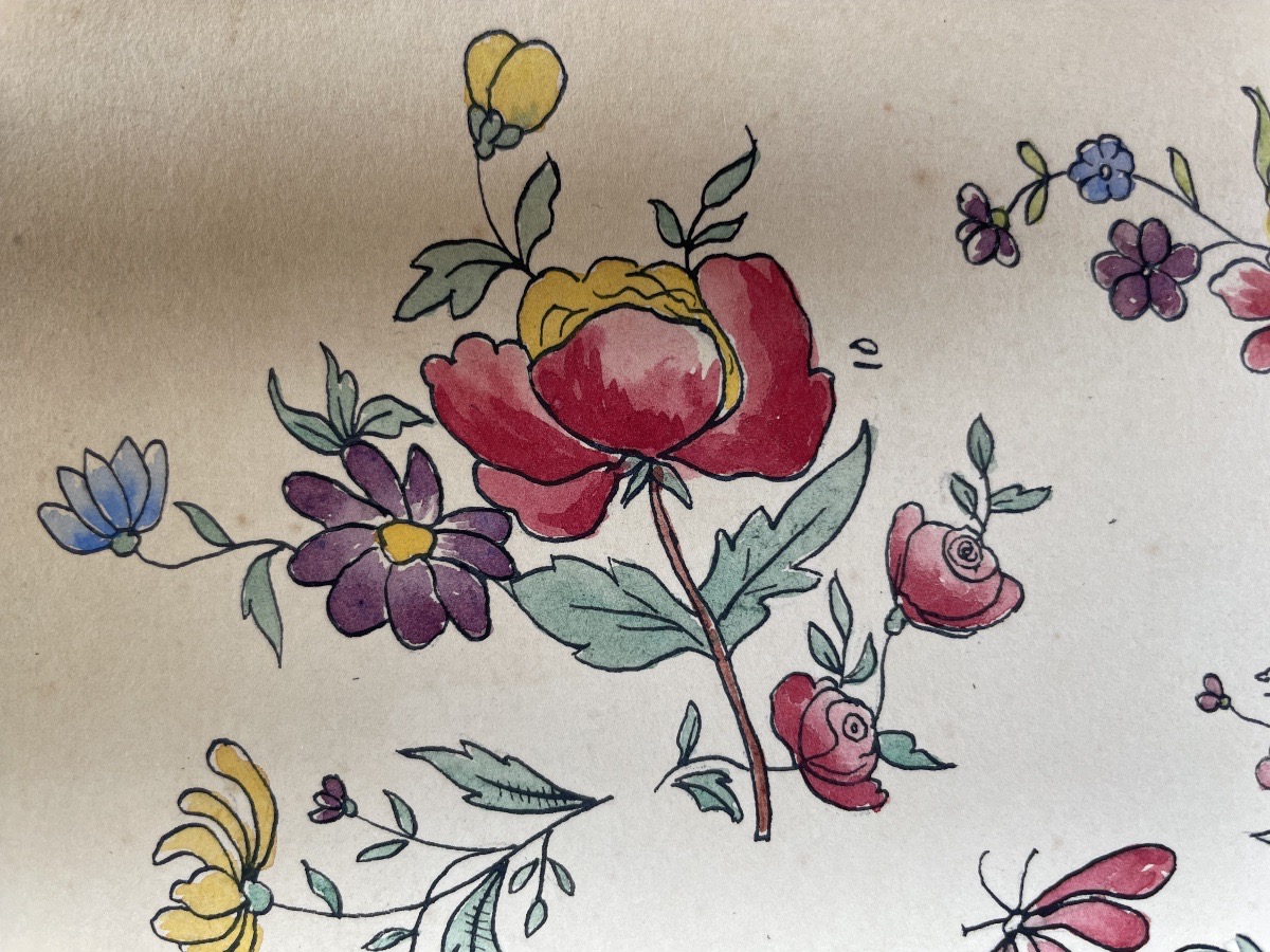 5 Watercolors, Models For “strasbourg” Faience Plate Decorations, Ceramic Workshop Archive, 20c-photo-5
