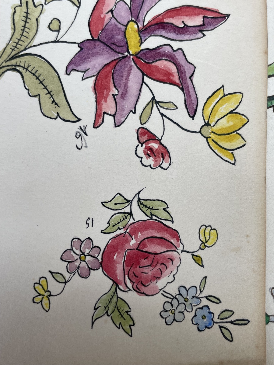 5 Watercolors, Models For “strasbourg” Faience Plate Decorations, Ceramic Workshop Archive, 20c-photo-7