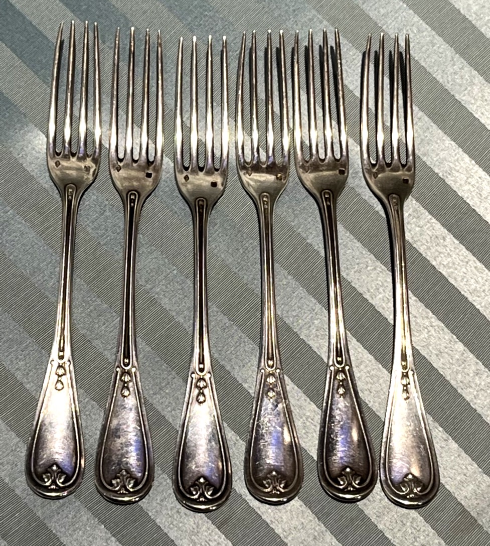 Six Puiforcat Sterling Silver Forks, Armorial, France, C. 1890  -photo-3
