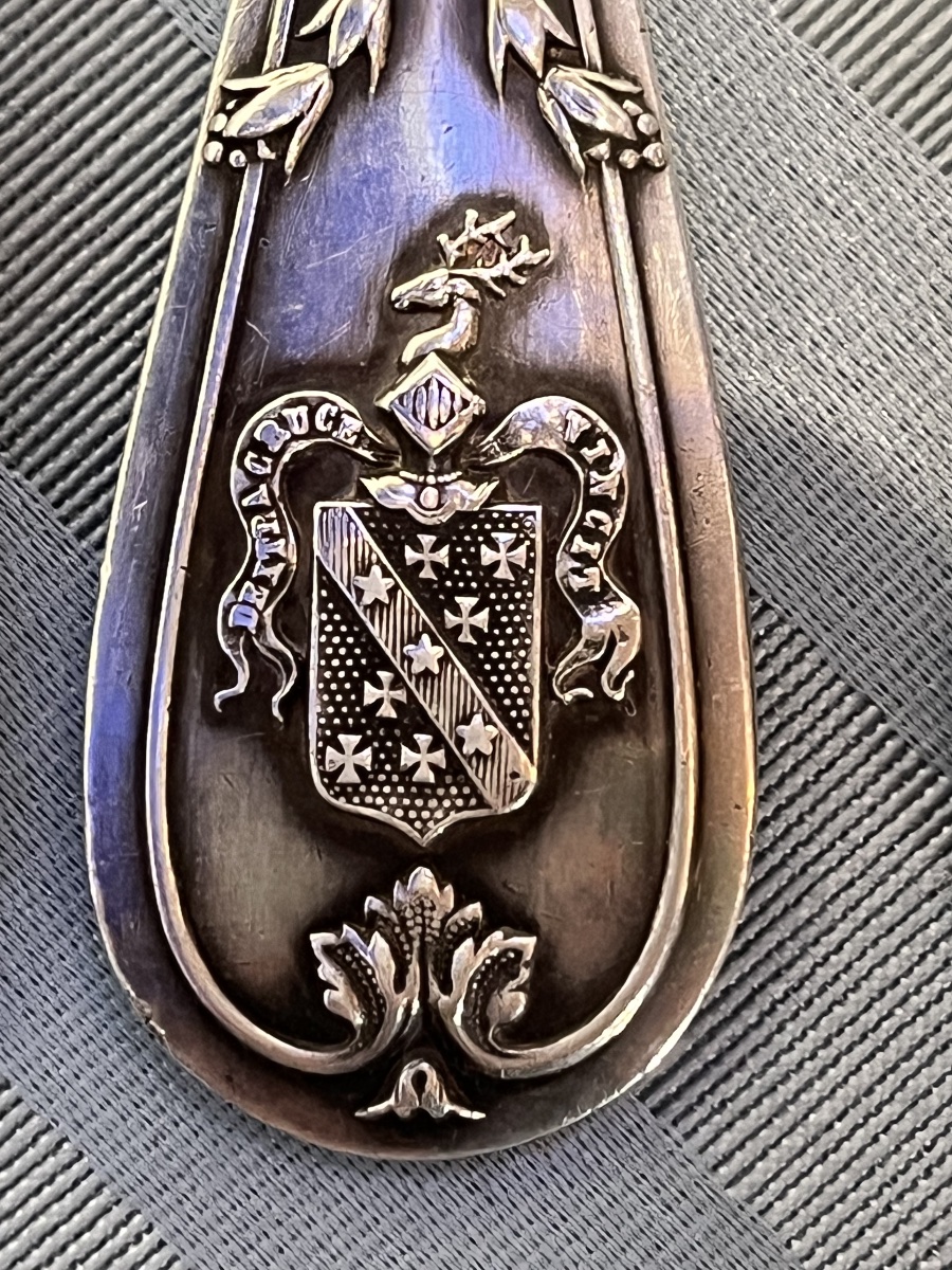 Six Puiforcat Sterling Silver Forks, Armorial, France, C. 1890  -photo-4