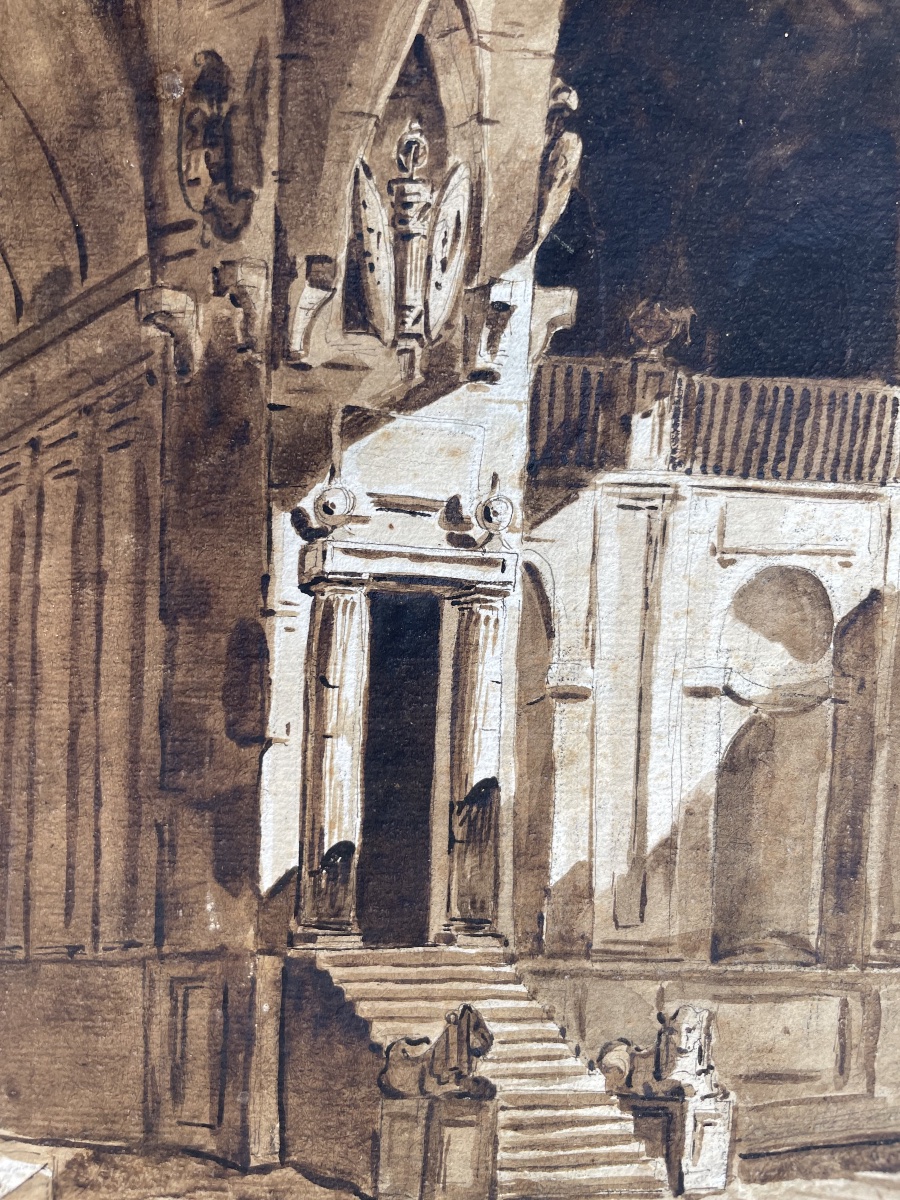 Scénographie architecturale au monument à trophées, Maure prisonnier et lions. Ent. Fontanesi-photo-2