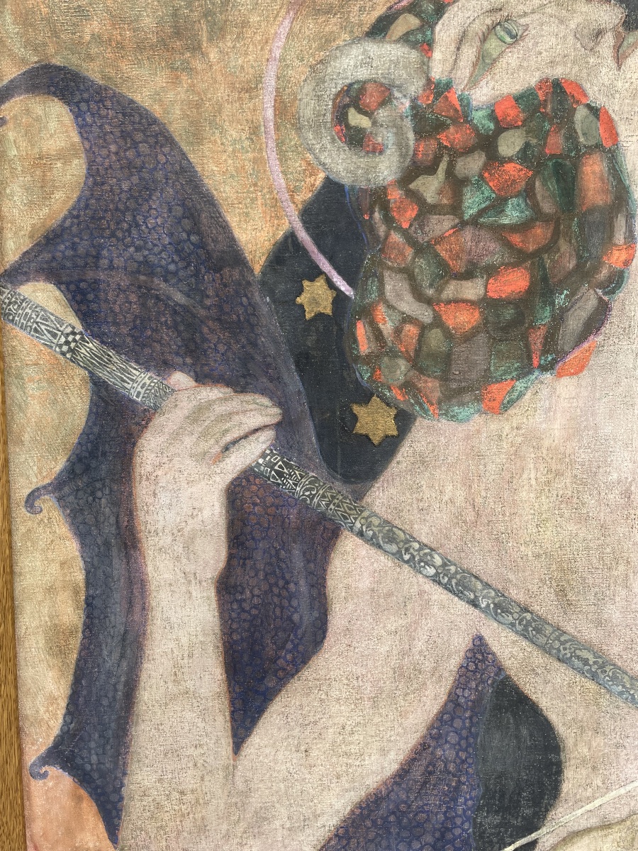 Vladimir Polunin – Fragment de décor de théâtre et figure féminine, peint sur les deux faces-photo-1