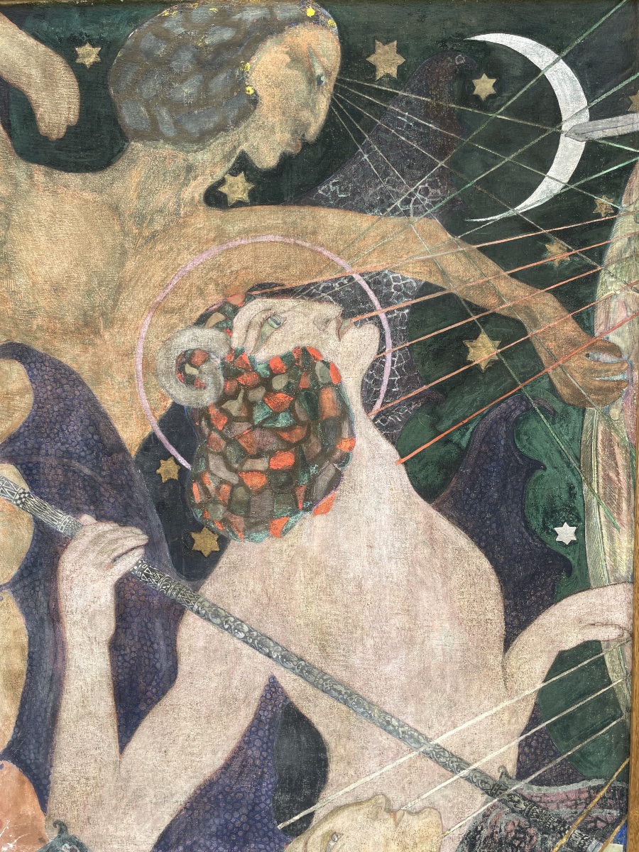 Vladimir Polunin – Fragment de décor de théâtre et figure féminine, peint sur les deux faces