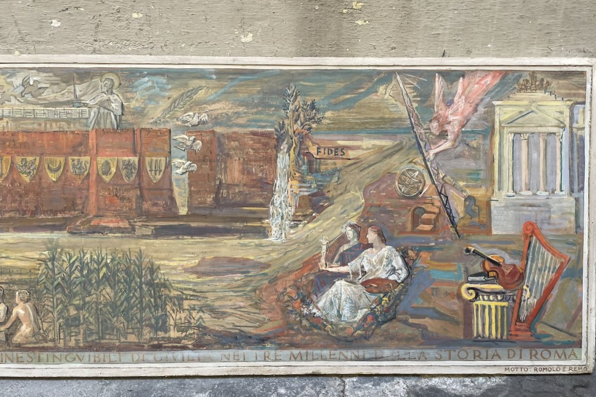 Frise célébrant l'histoire de Rome. Carton de l'atelier Eroli, années 1930 . Italie-photo-3