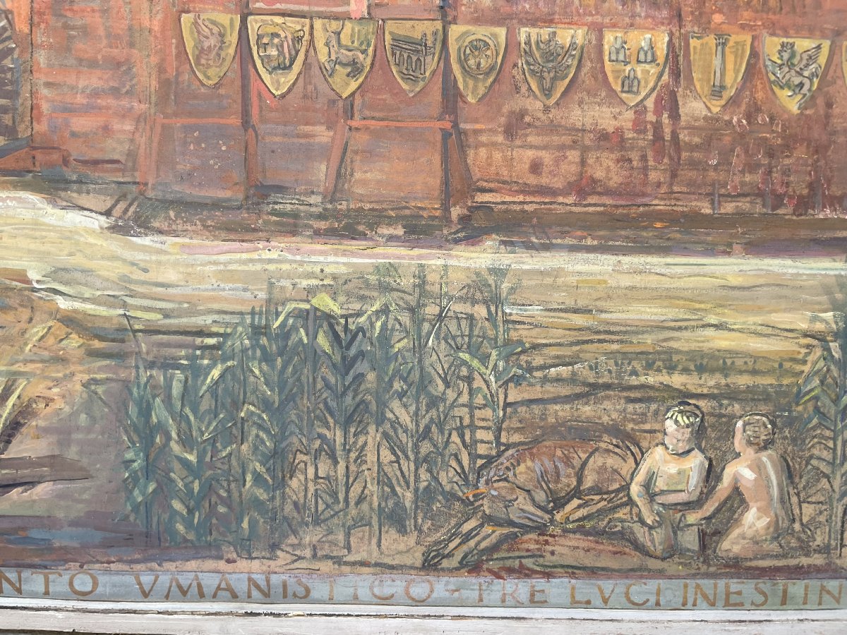 Frise célébrant l'histoire de Rome. Carton de l'atelier Eroli, années 1930 . Italie-photo-3
