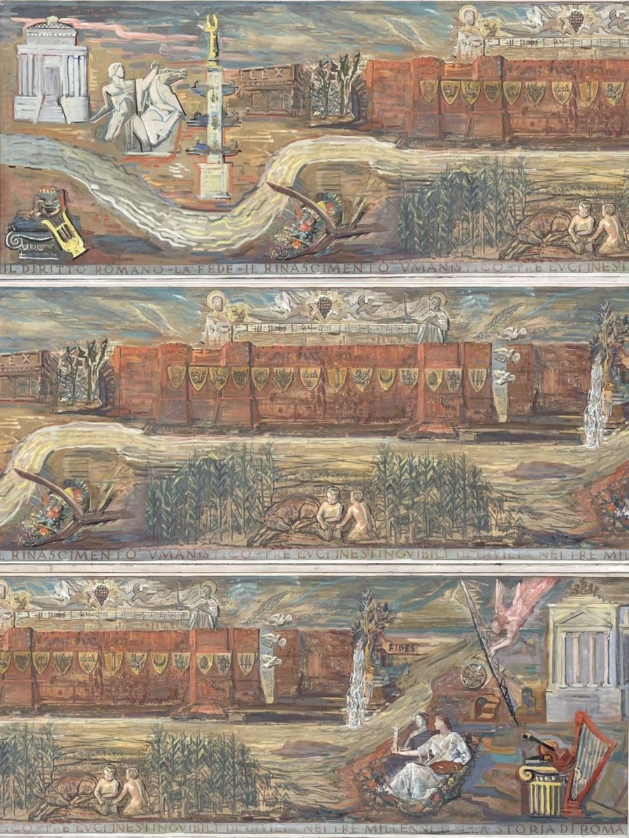 Frise célébrant l'histoire de Rome. Carton de l'atelier Eroli, années 1930 . Italie