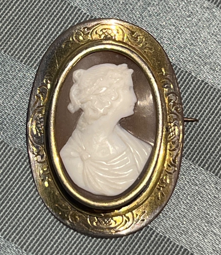 Shell Cameo With Classical Female Figure. Italy, 19th Century  Dimensions: 3.8 × 2.5 Cm.  